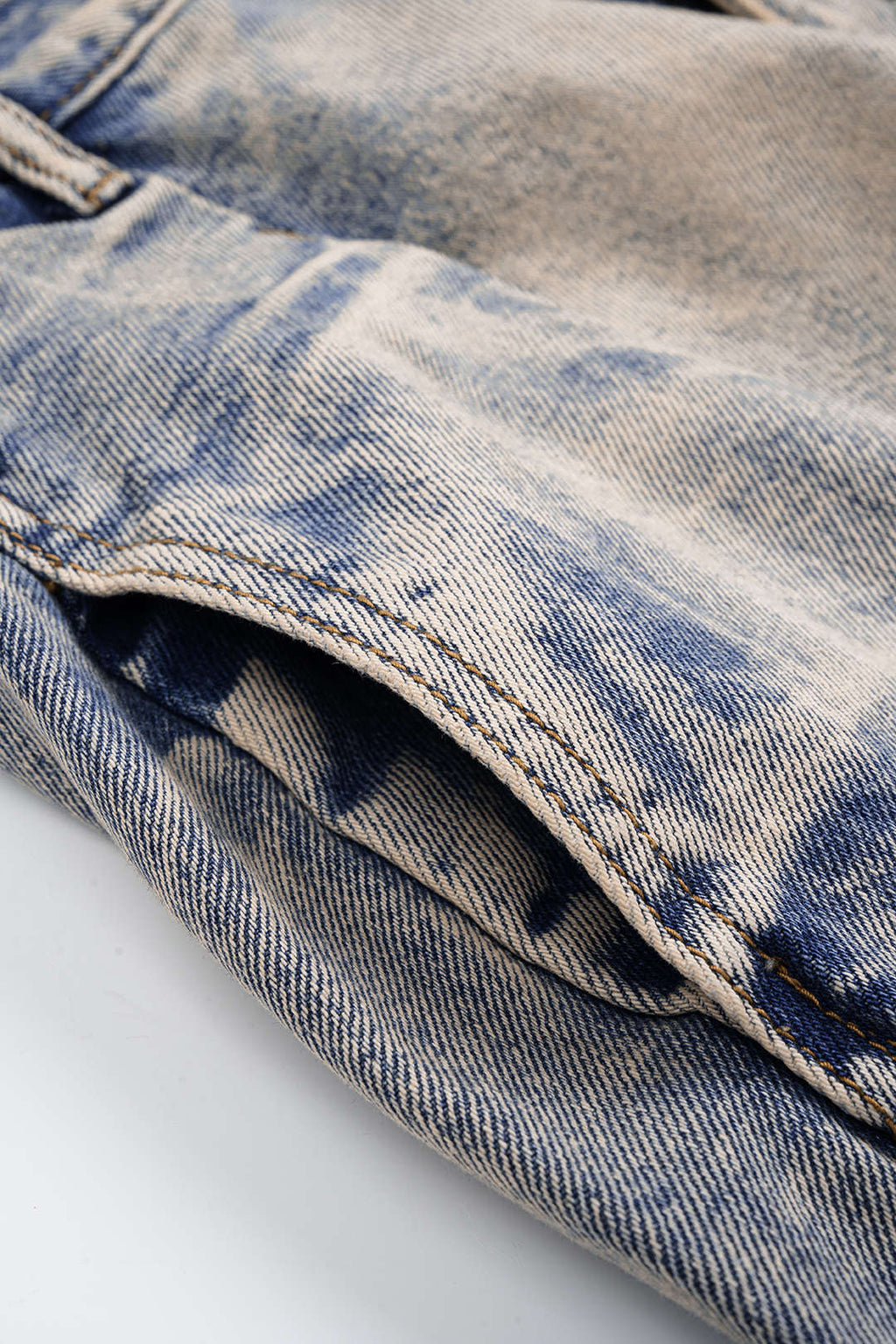 Yıkanmış Paçalı Kot Pantolon