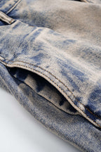 Yıkanmış Paçalı Kot Pantolon