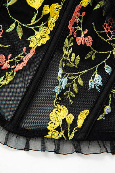 Floral Embroidered Corset Crop