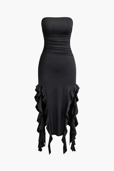 Solid Ruffle Hem Dress