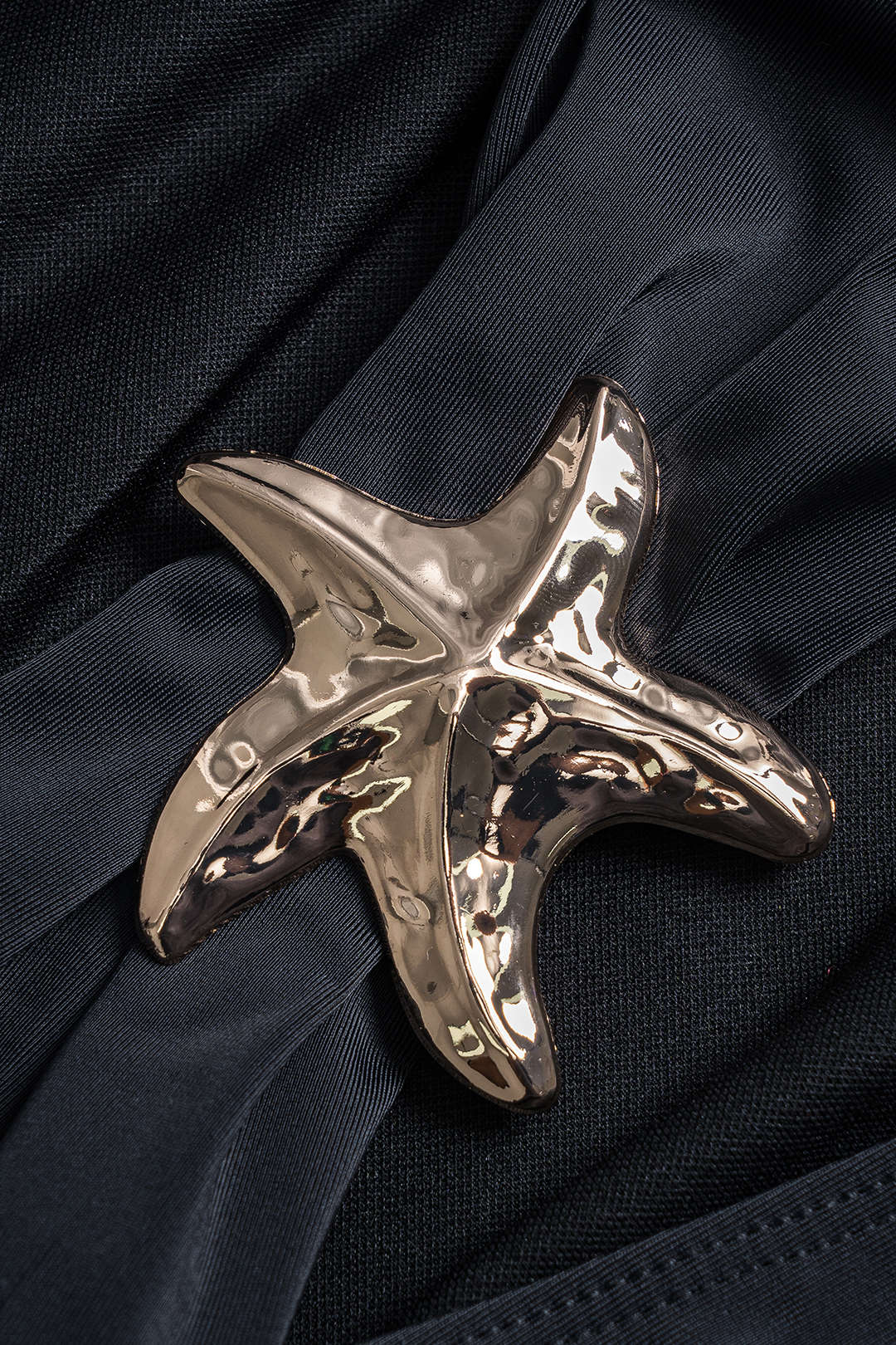 Metallic Star Shape Decor Ruched Cut Out Slip One-Piece Mayo