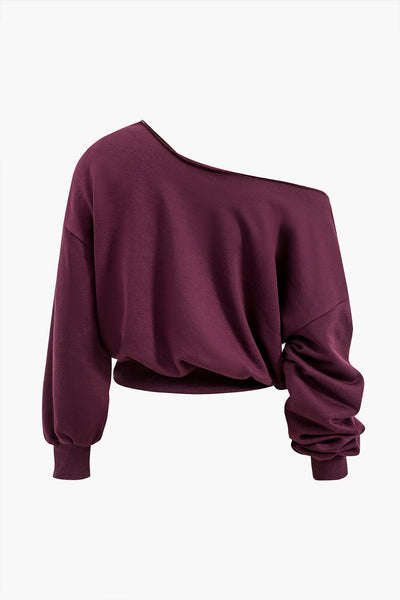 Ease One Shoulder Crop Sweat &amp; Palazzo Tracksuit Set