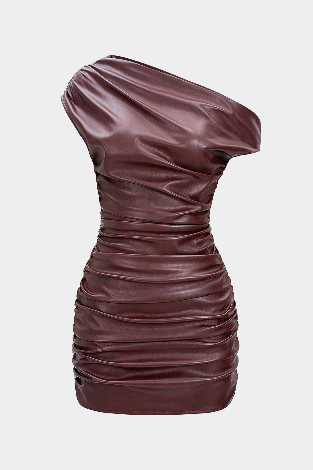 Tek Omuzlu Büzgülü Mini Elbise