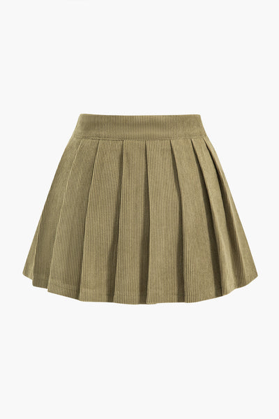 High Waist Corduroy Skirt