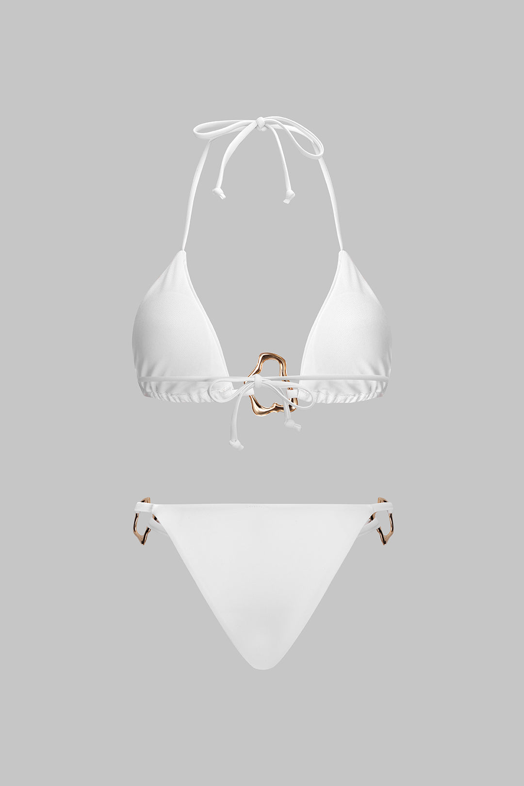 Metallic Decor Ruched Tie-Up Bikini Set