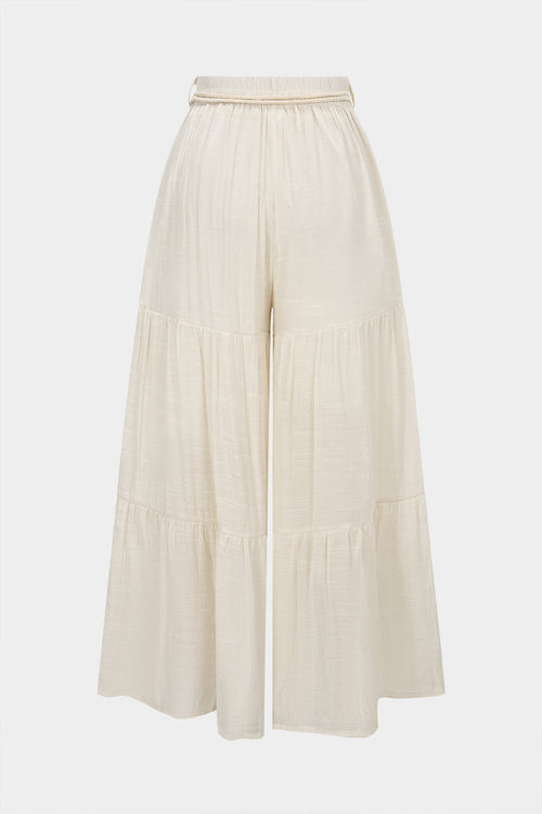 Belted Ruched High Waist Wide Leg Pants