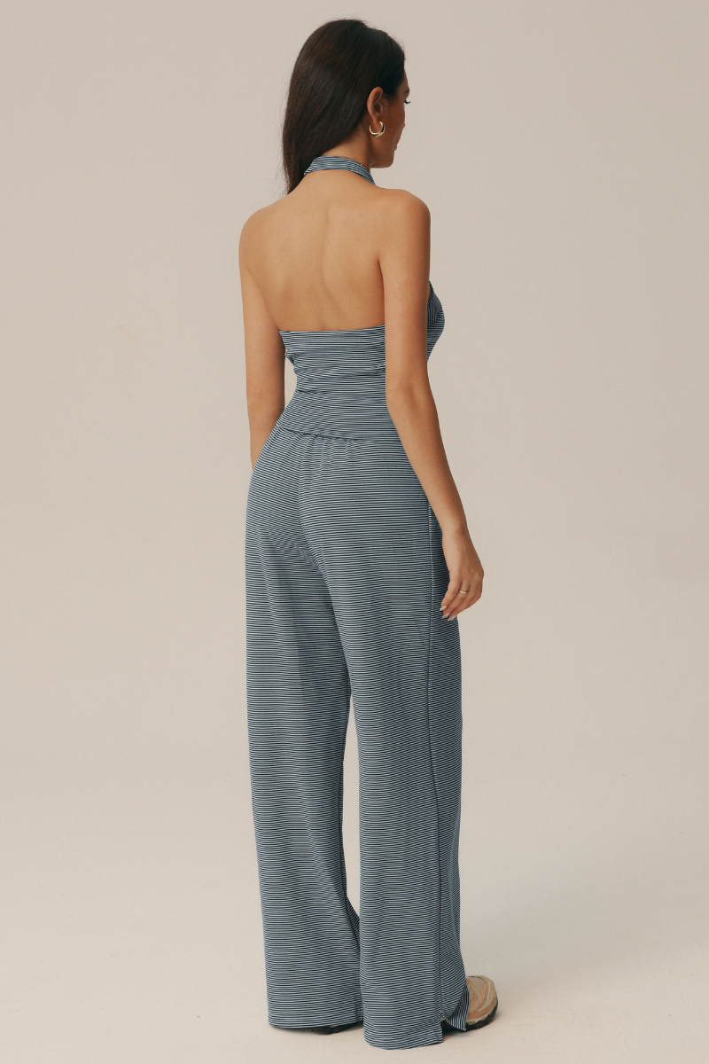 Completo Amalfi top all'americana e pantaloni svasati a righe