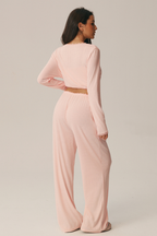 Completo 3 pezzi Giselle: reggiseno, top incrociato e pantaloni ampi