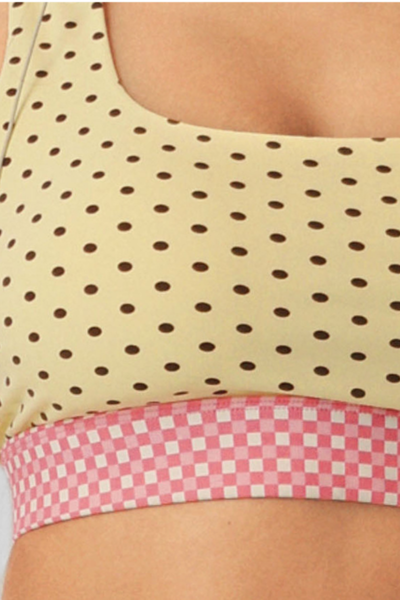 Lottie Polka Dot Square-Neck Sports Bra