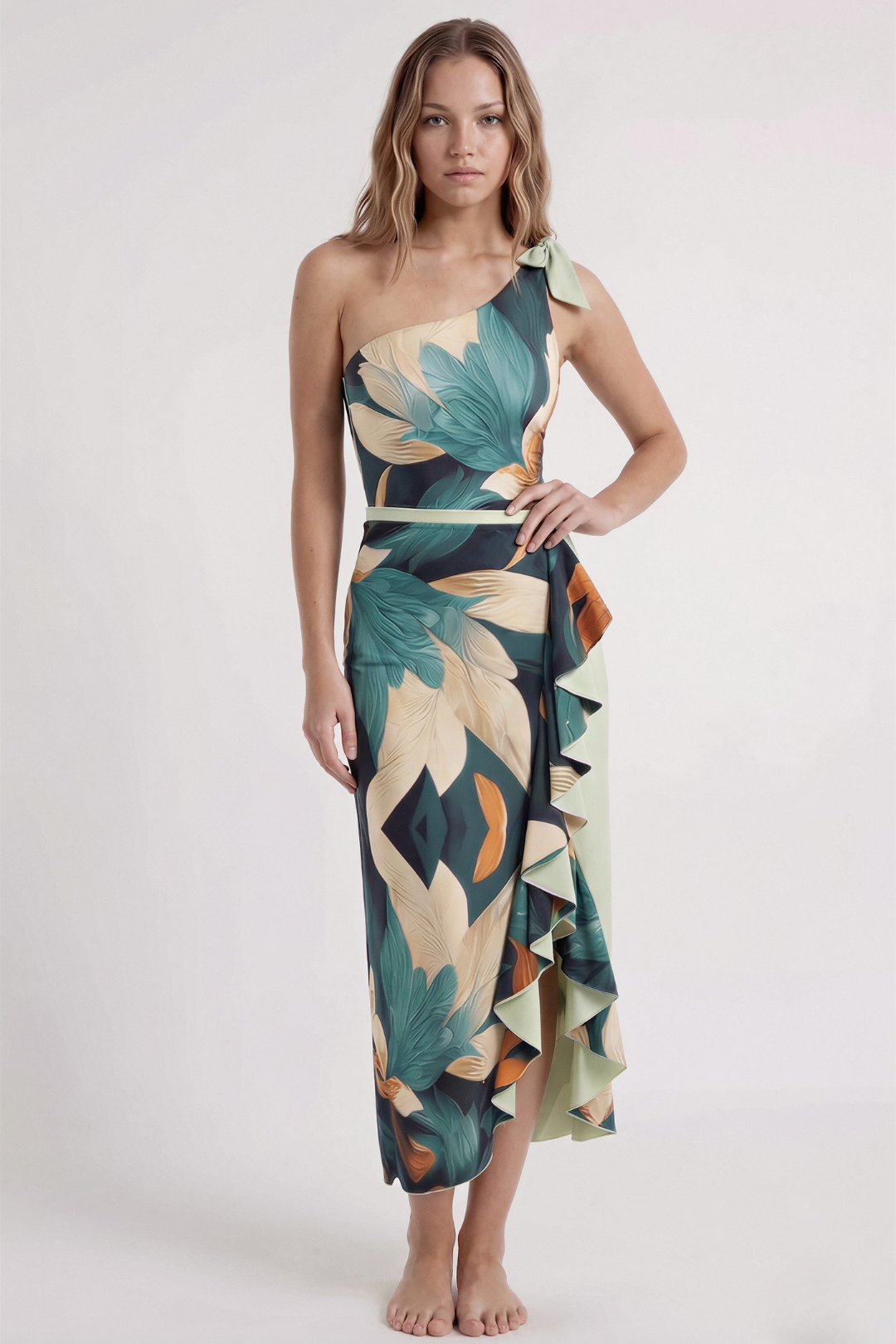 Tropical Green Swimsuit & Pareo