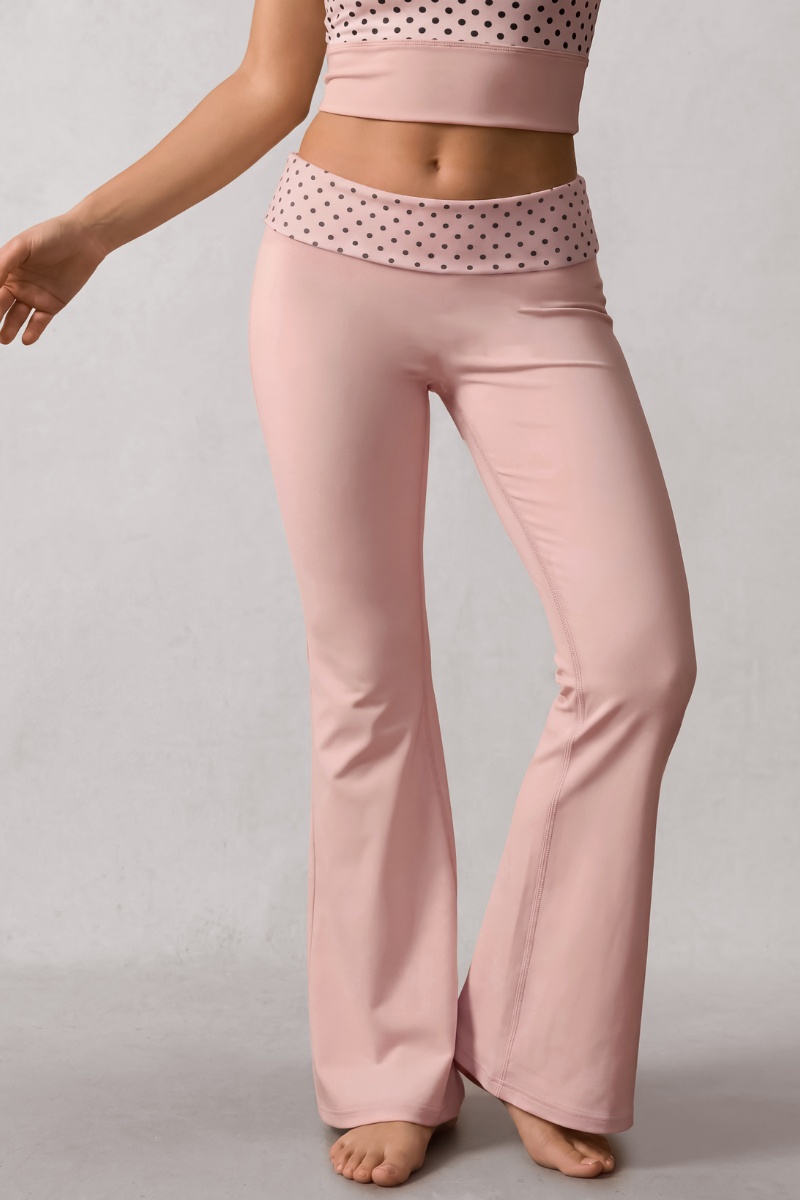 Bibi Polka Dot Fold-Over Flared Pants