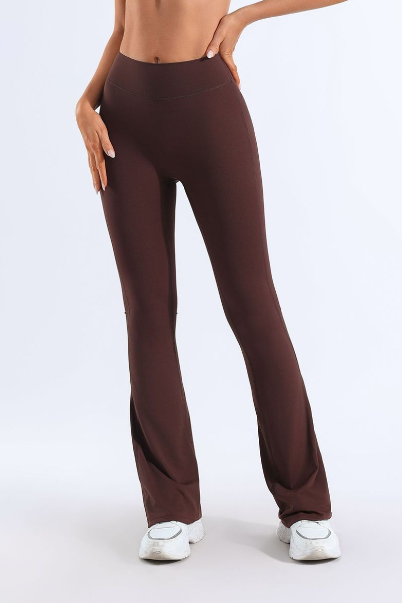 Halle Seamless-Front Flared Yoga Pants