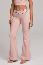 Bibi Polka Dot Fold-Over Flared Pants