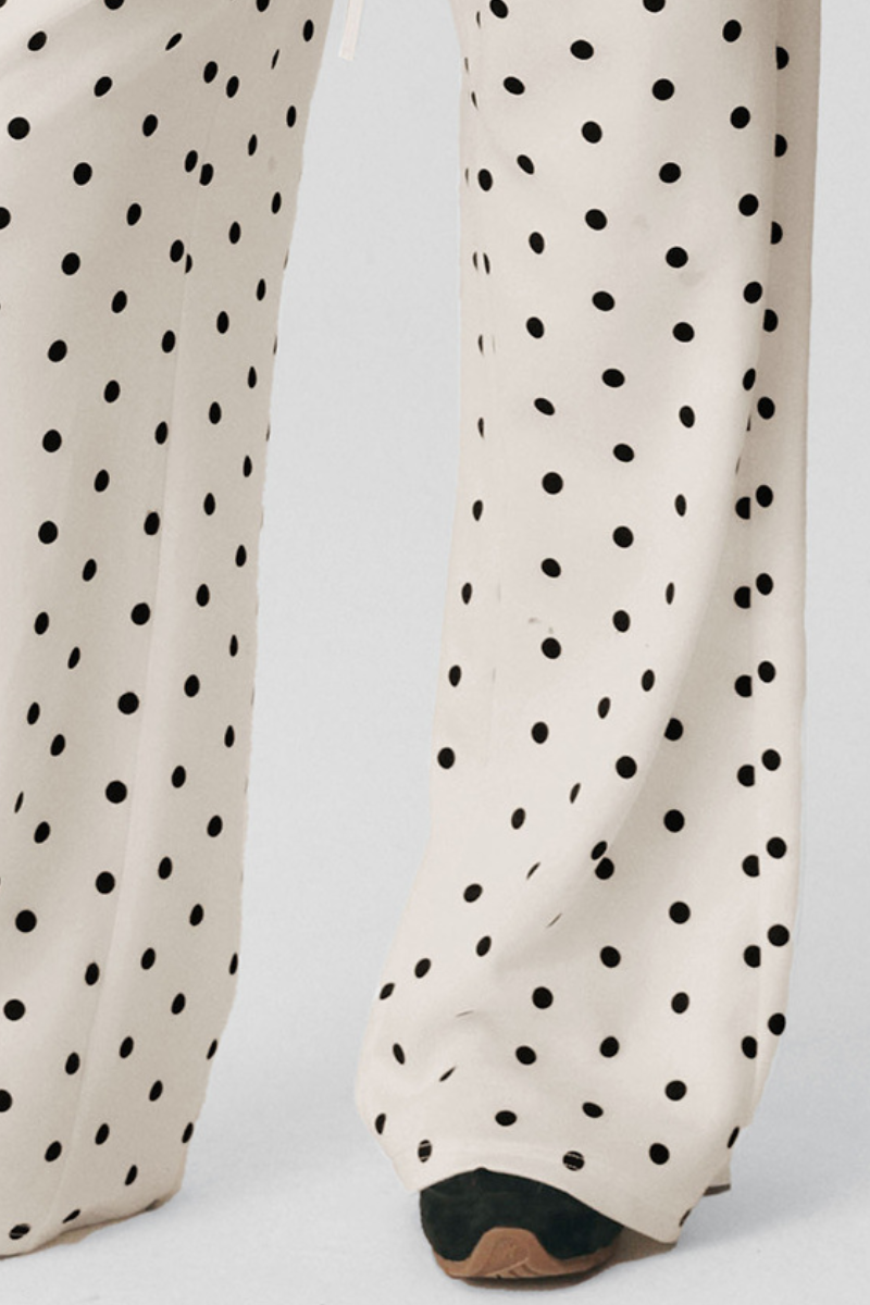 Suki Polka Dot Half-Zip Sweatshirt & Wide-Leg Pants Set
