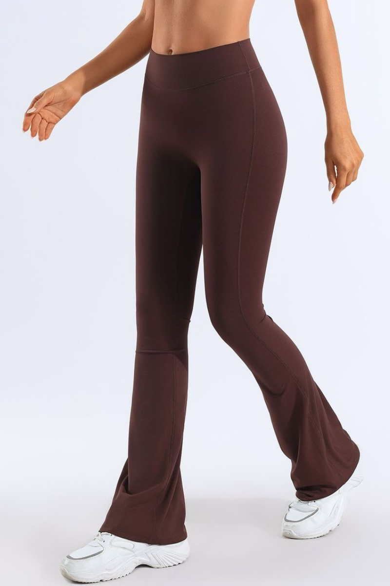 Halle Seamless-Front Flared Yoga Pants