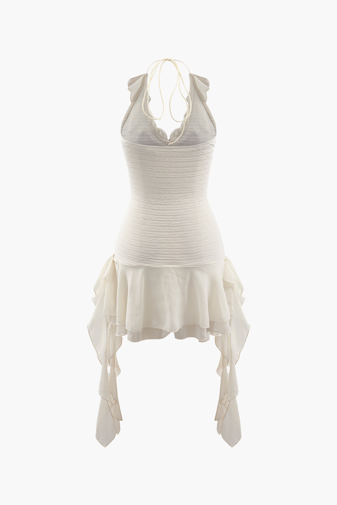 Neck Ruffle Mini Elbise