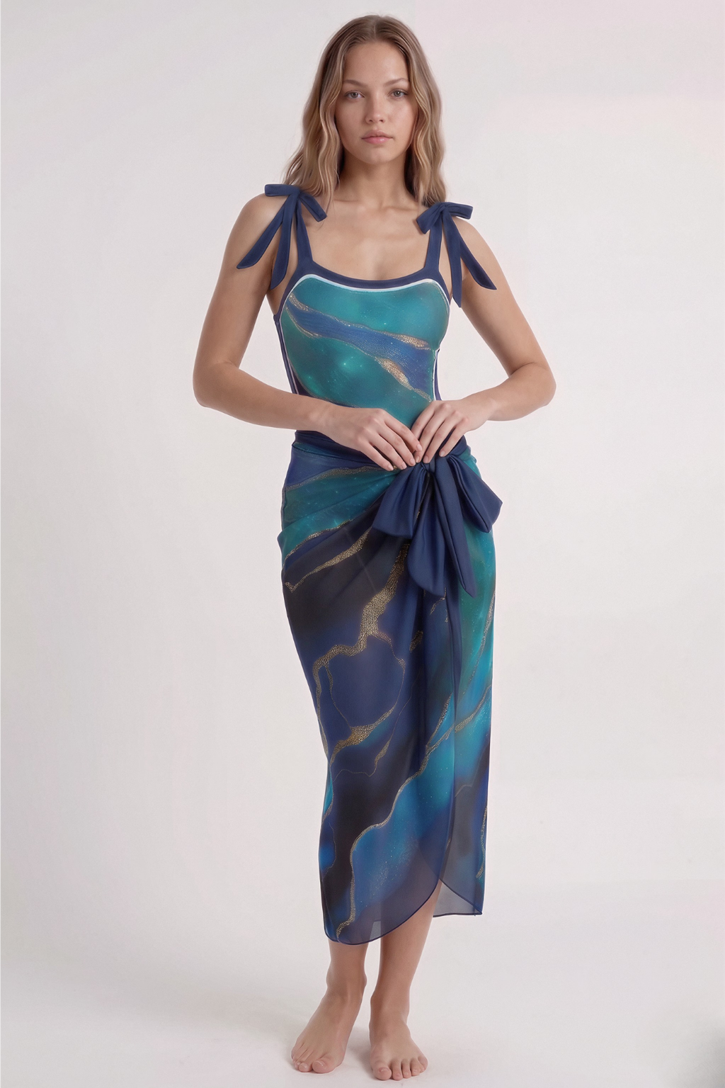 Blue Marble Swimsuit & Pareo