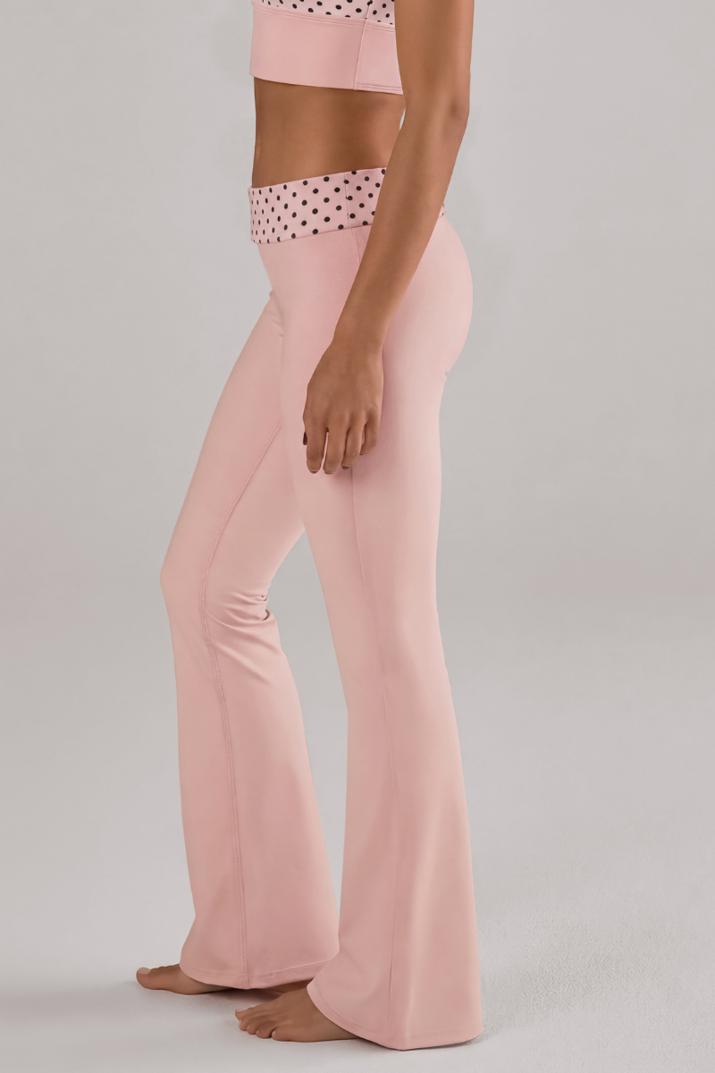 Bibi Polka Dot Fold-Over Flared Pants