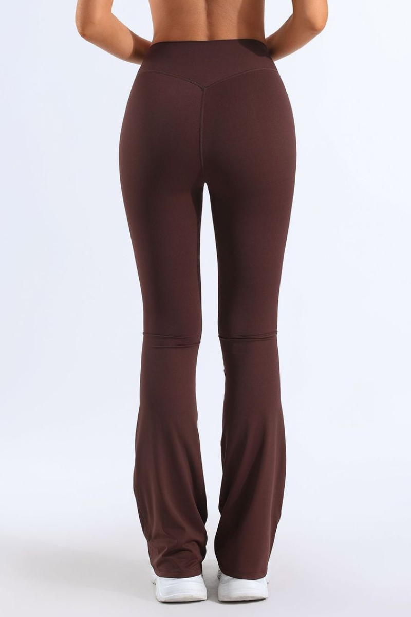 Halle Seamless-Front Flared Yoga Pants