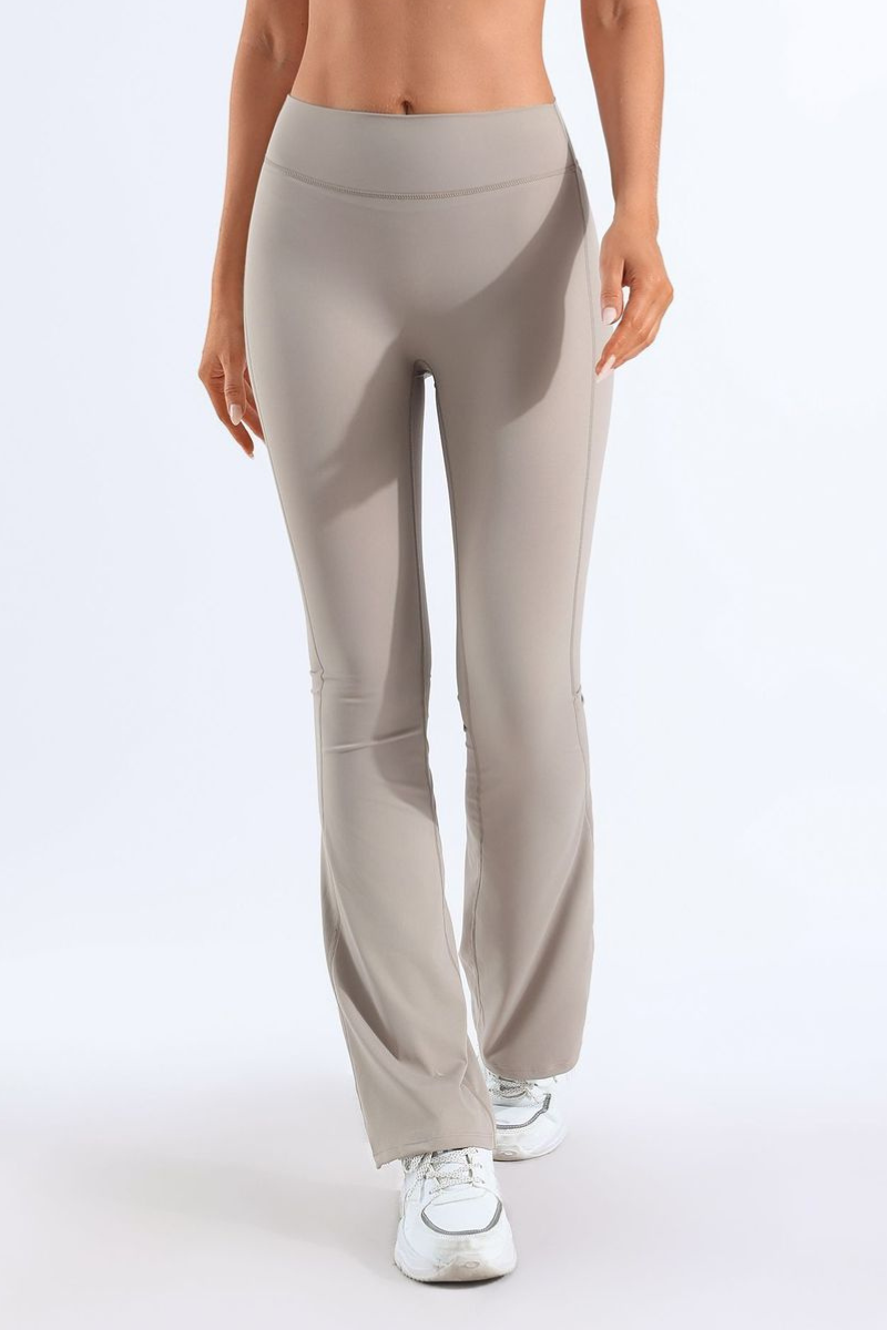 Halle Seamless-Front Flared Yoga Pants