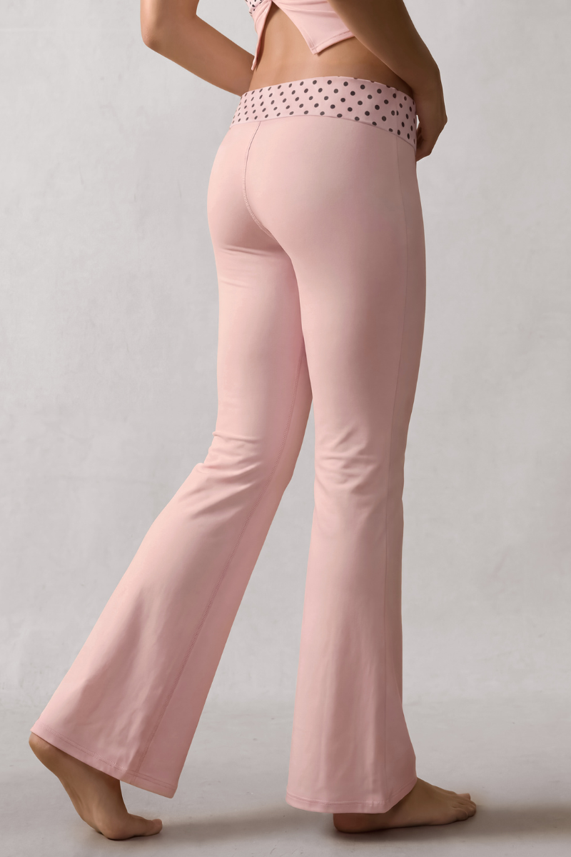 Bibi Polka Dot Fold-Over Flared Pants