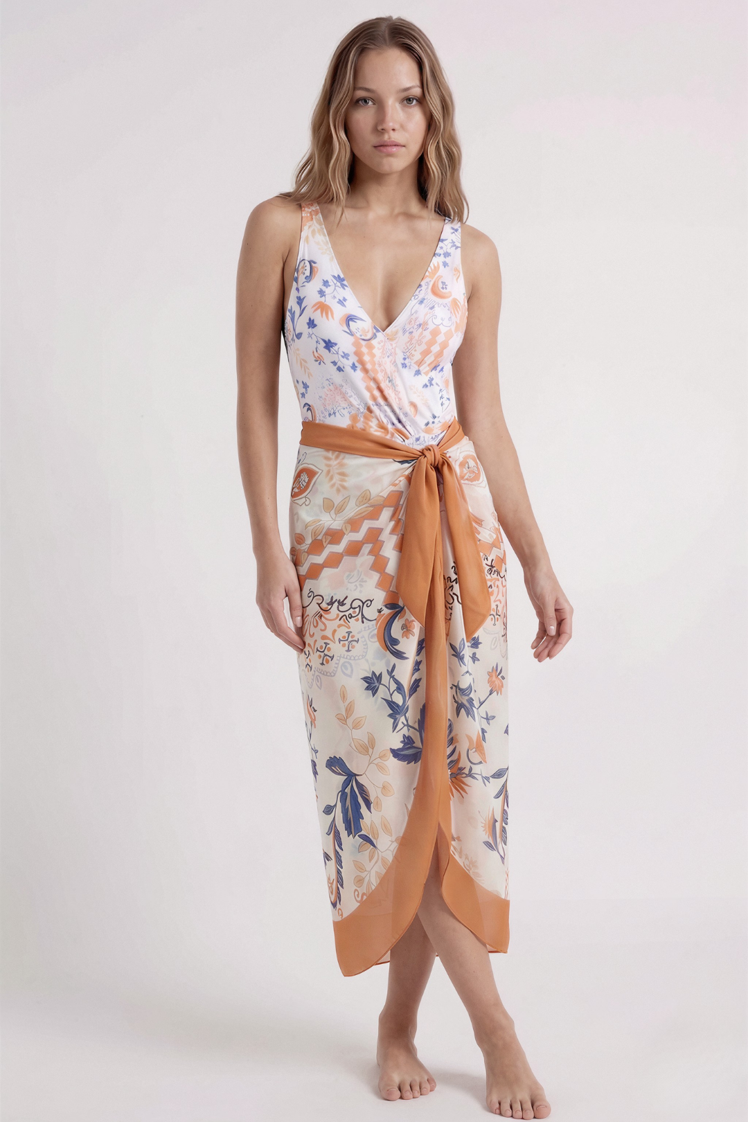 Soft Printed Swimsuit & Sarong