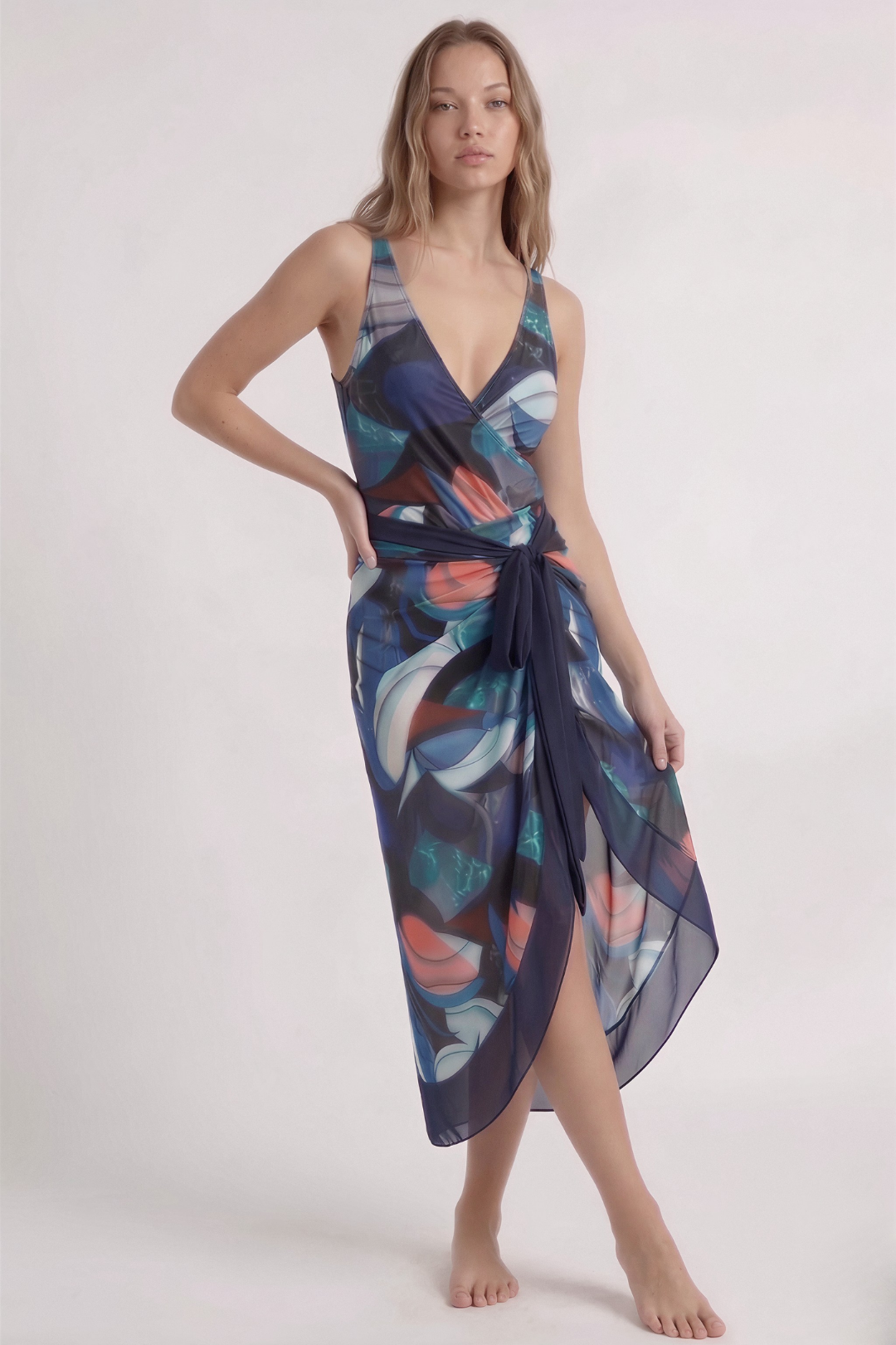 Night Print Swimsuit & Pareo