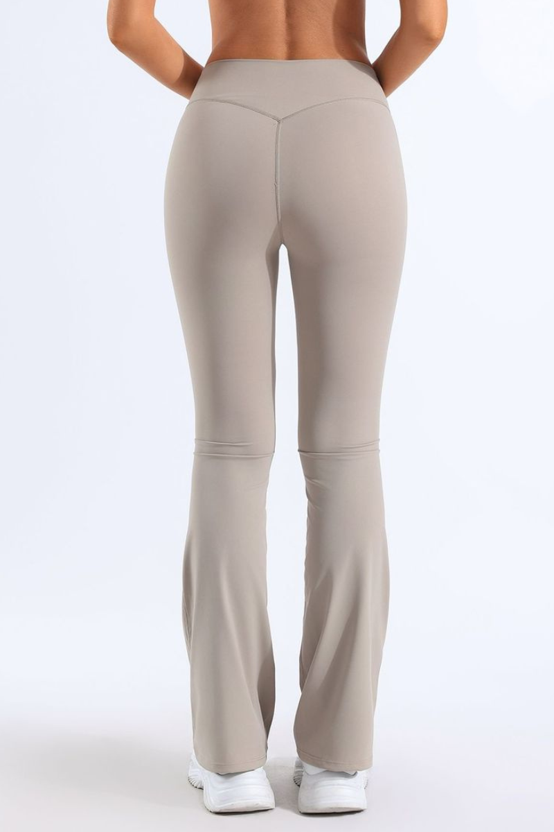 Halle Seamless-Front Flared Yoga Pants