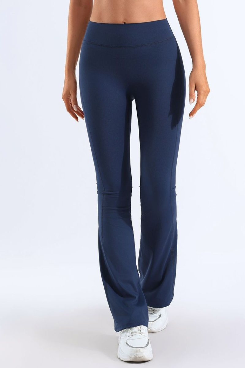 Halle Seamless-Front Flared Yoga Pants
