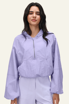 Anorak Sloane in nylon effetto stropicciato con mezza zip