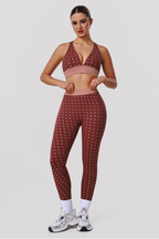 Women's Athletic Polka Dot Sets:V-neck  Bra And Leggings