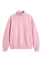 Women's Fall Solid Fleece Loose Mock Neck Sweatshirt