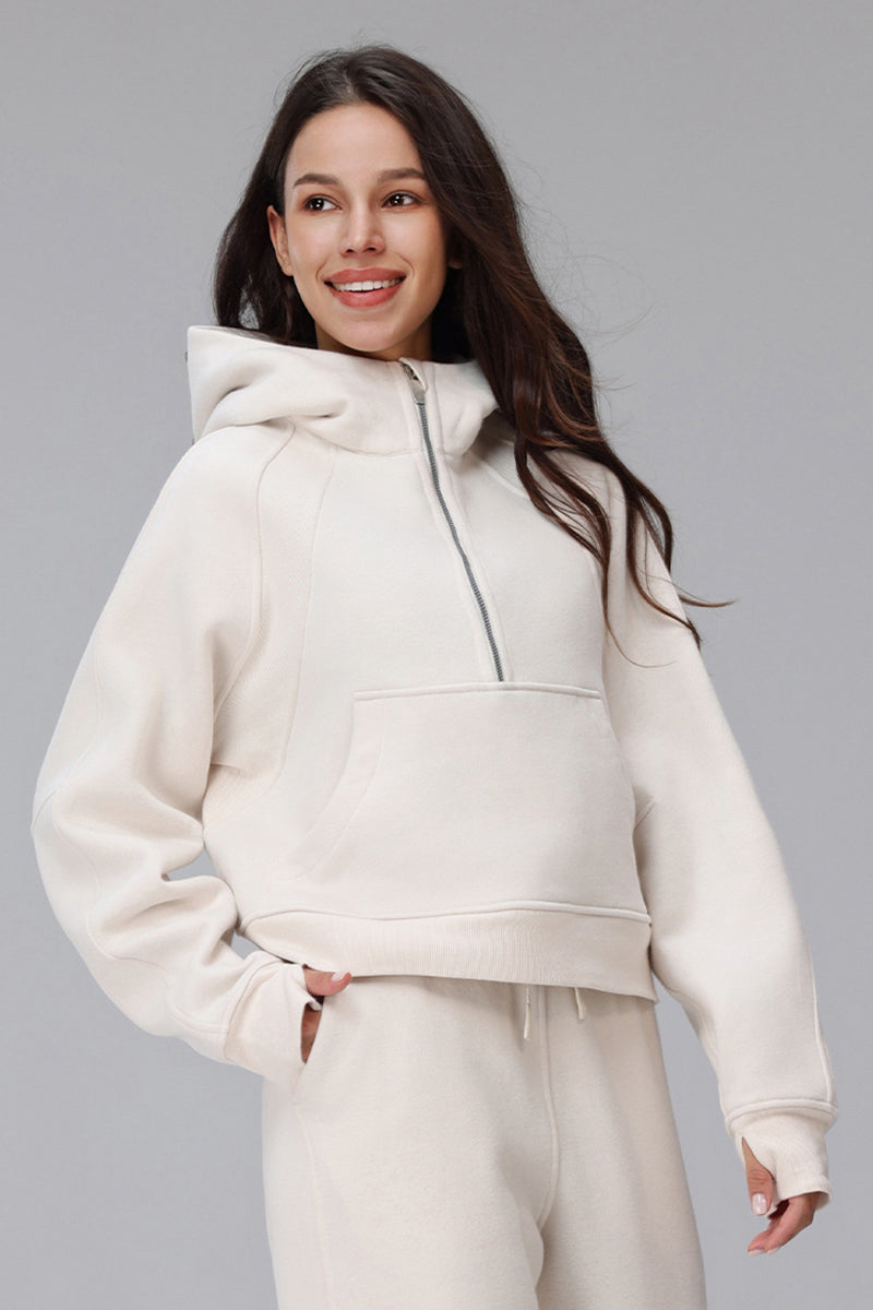Sena Cropped Zip Fleece Hoodie