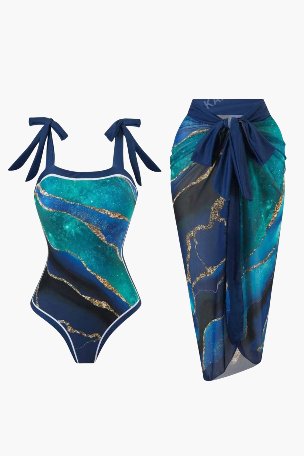 Blue Marble Swimsuit & Pareo