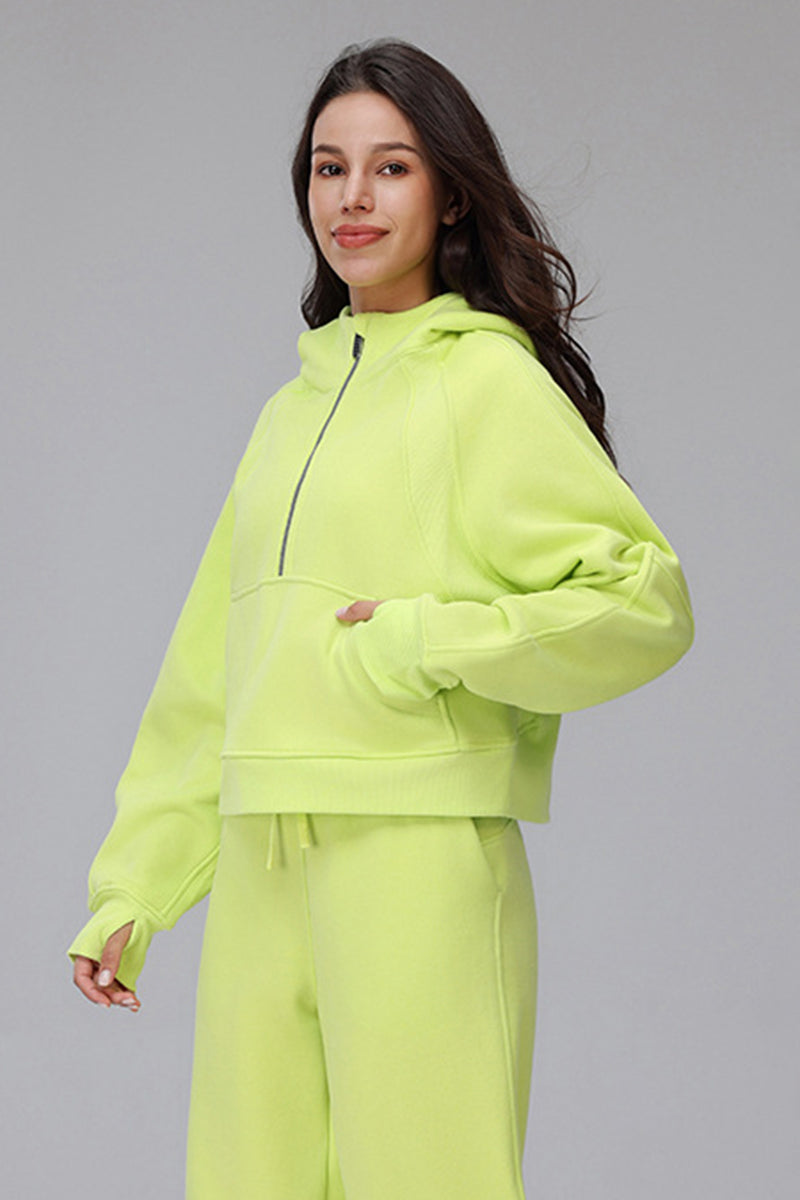Sena Cropped Zip Fleece Hoodie