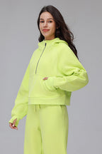 Sena Cropped Zip Fleece Hoodie