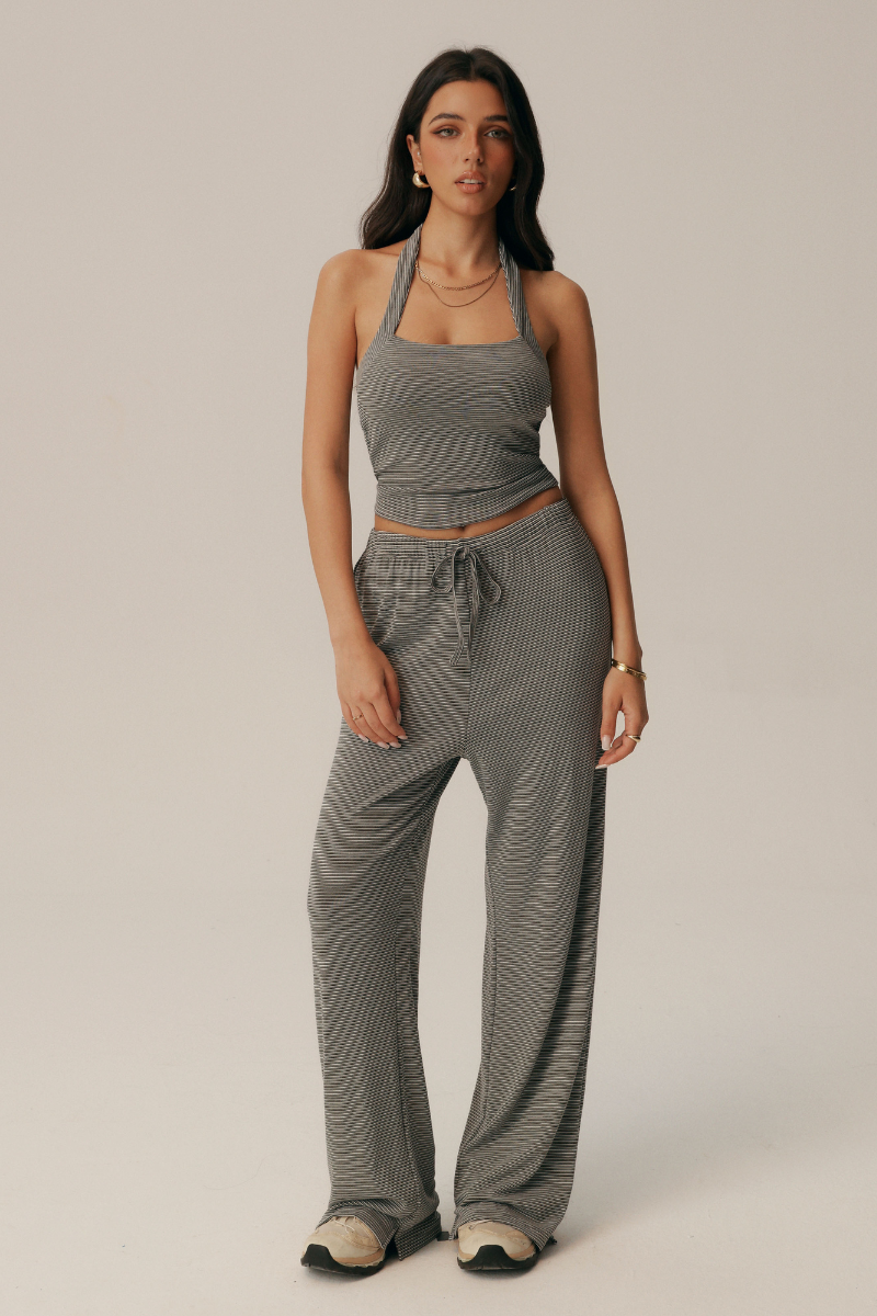 Completo Amalfi top all'americana e pantaloni svasati a righe