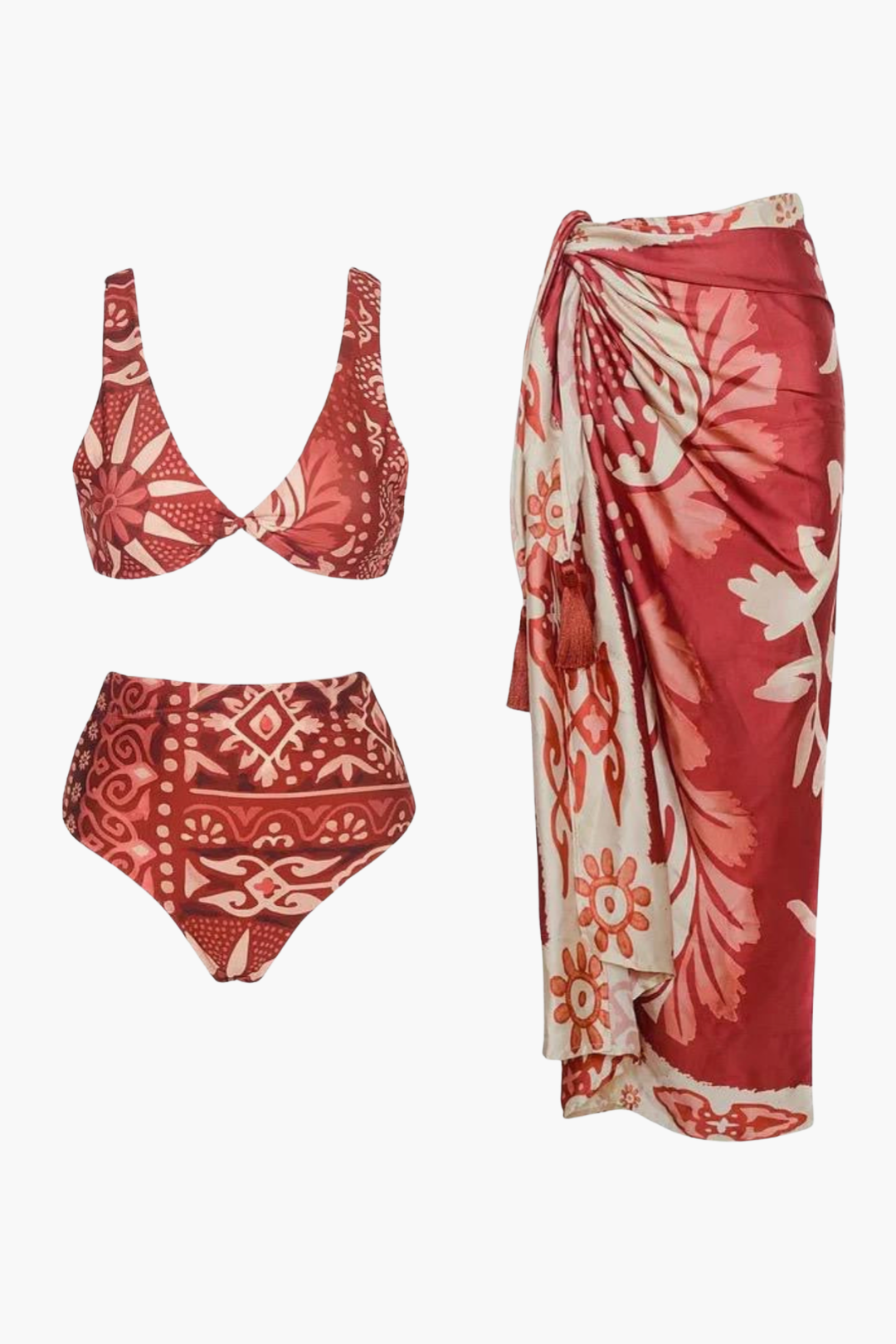 Ethnic Red Bikini & Sarong