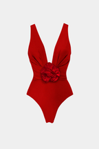 Red Floral Swimsuit & Sarong