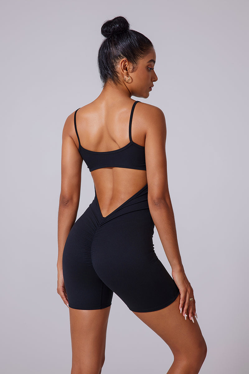 Britt Backless V-Waist Shorts Bodysuit