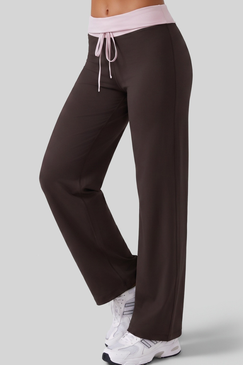 Faye Colour-Block Drawstring Wide Leg Pants
