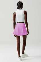 Women Stretch Yoga Tennis Set: Sleeveless Sports Top + High Waist Skirt