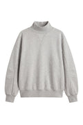 Women's Fall Solid Fleece Loose Mock Neck Sweatshirt