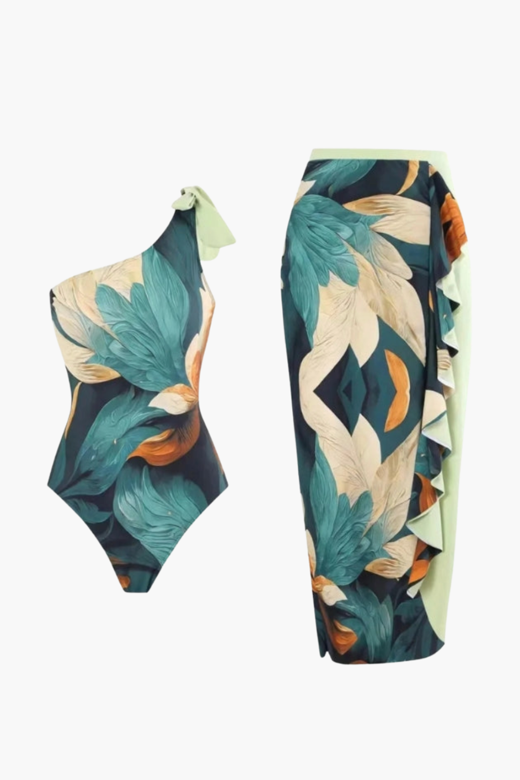 Tropical Green Swimsuit & Pareo