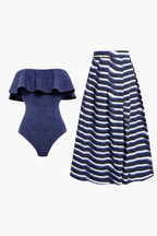 Swimsuit & Elegant Striped Pareo