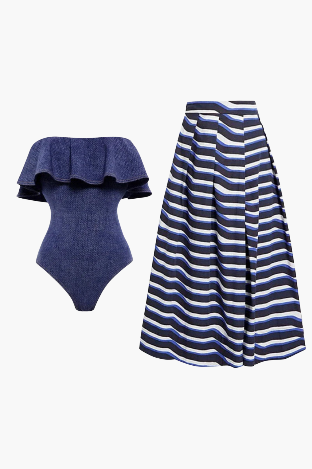 Swimsuit & Elegant Striped Pareo