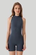 Tuta corta Marlowe con mezza zip e arricciatura