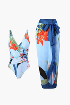 Tropical Print Swimsuit & Pareo Set