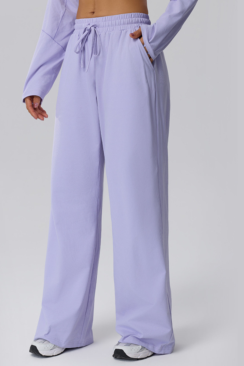 Lena Waffle Drawstring Straight Leg Pants