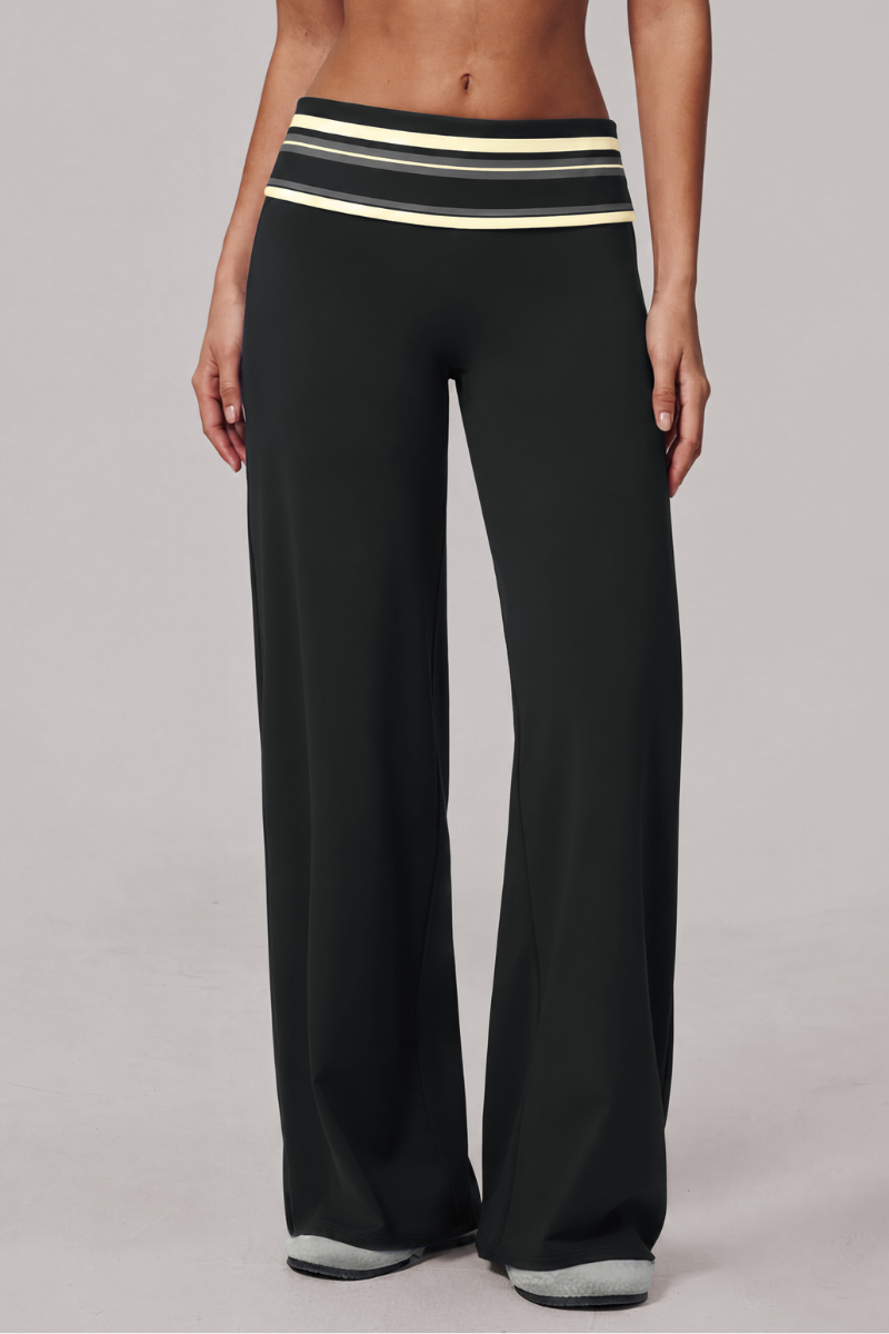 Petra Colour-Block Fold-Over Wide Leg Pants